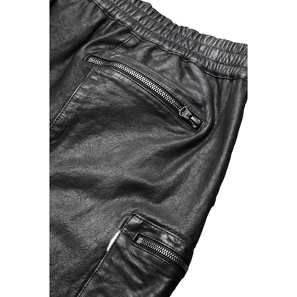 Men's Lamb Leather Shorts with Elastic Waist & Zipped Pockets – 5 Color Options