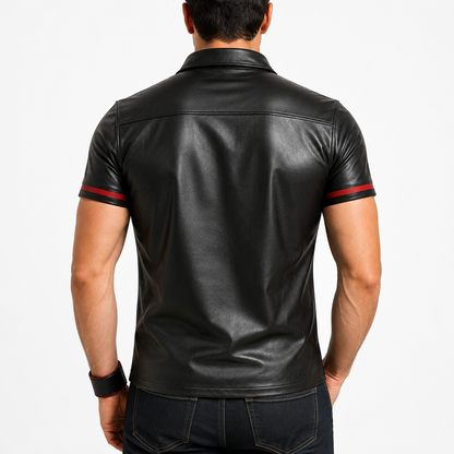 Men’s Real Lambskin Polo – Short-Sleeve Leather Shirt in 3 Color Options