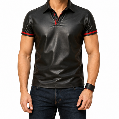 Men’s Real Lambskin Polo – Short-Sleeve Leather Shirt in 3 Color Options