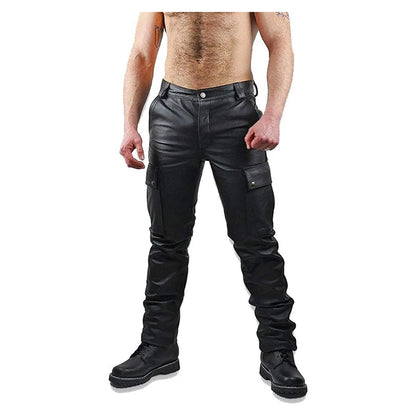 Men’s Genuine Cowhide Leather Biker Cargo Pants