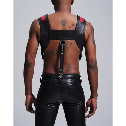 Men’s Real Leather Chest Harness – Adjustable Multi-Strap Body Harness