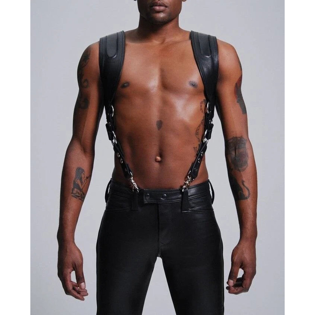 Men’s Real Leather Chest Harness – Adjustable Multi-Strap Body Harness