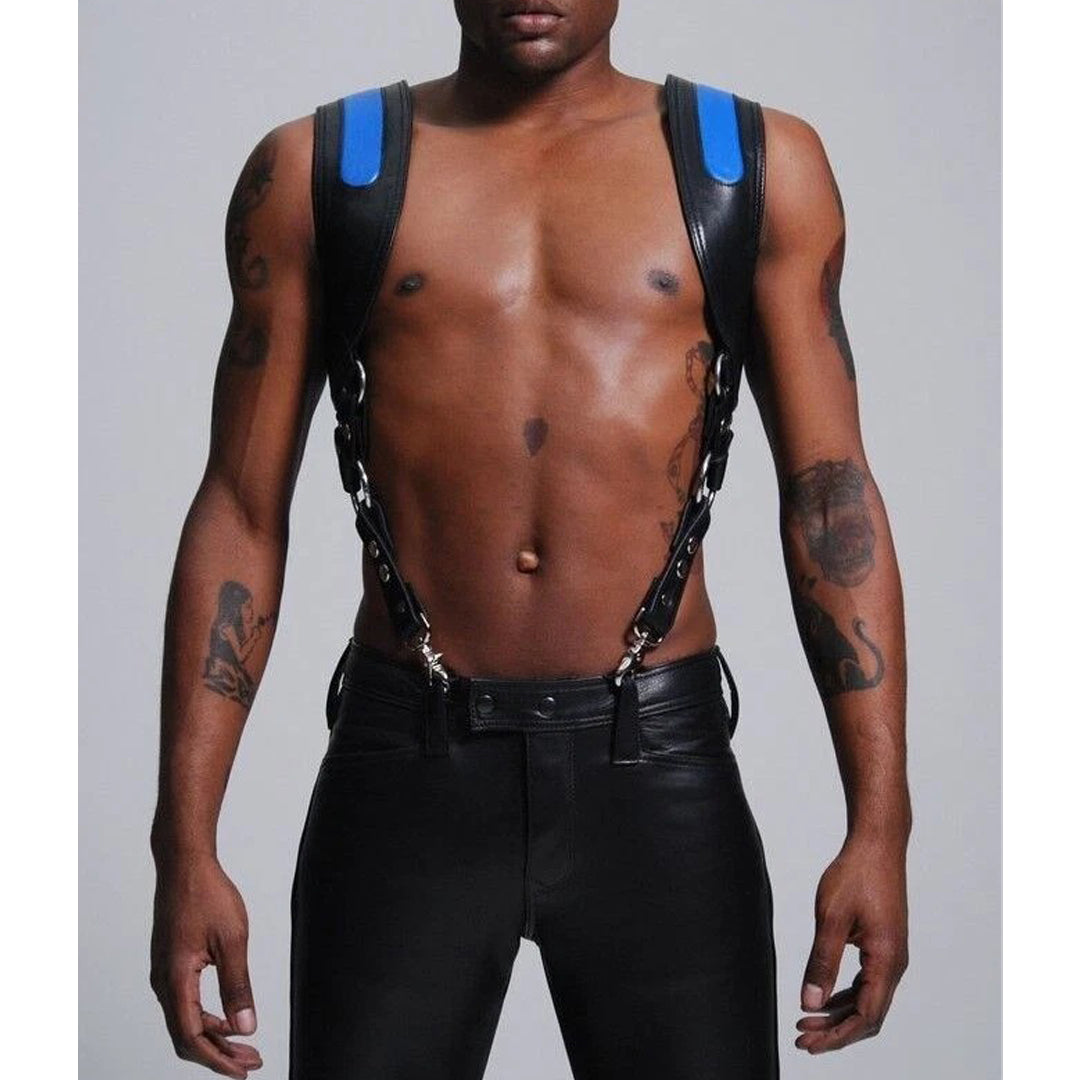 Men’s Real Leather Chest Harness – Adjustable Multi-Strap Body Harness