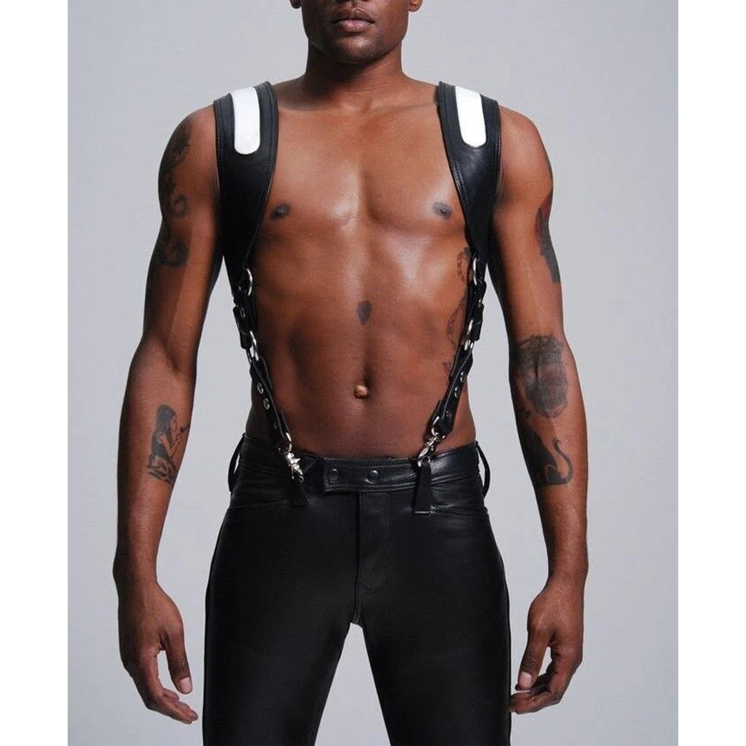 Men’s Real Leather Chest Harness – Adjustable Multi-Strap Body Harness