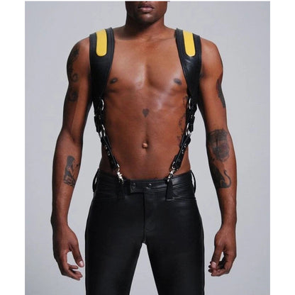 Men’s Real Leather Chest Harness – Adjustable Multi-Strap Body Harness