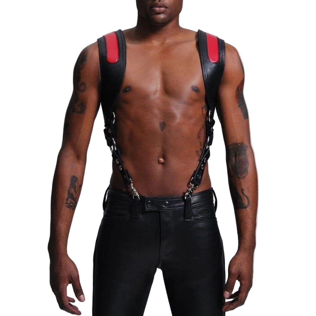 Men’s Real Leather Chest Harness – Adjustable Multi-Strap Body Harness
