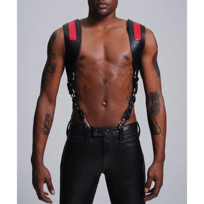 Men’s Real Leather Chest Harness – Adjustable Multi-Strap Body Harness
