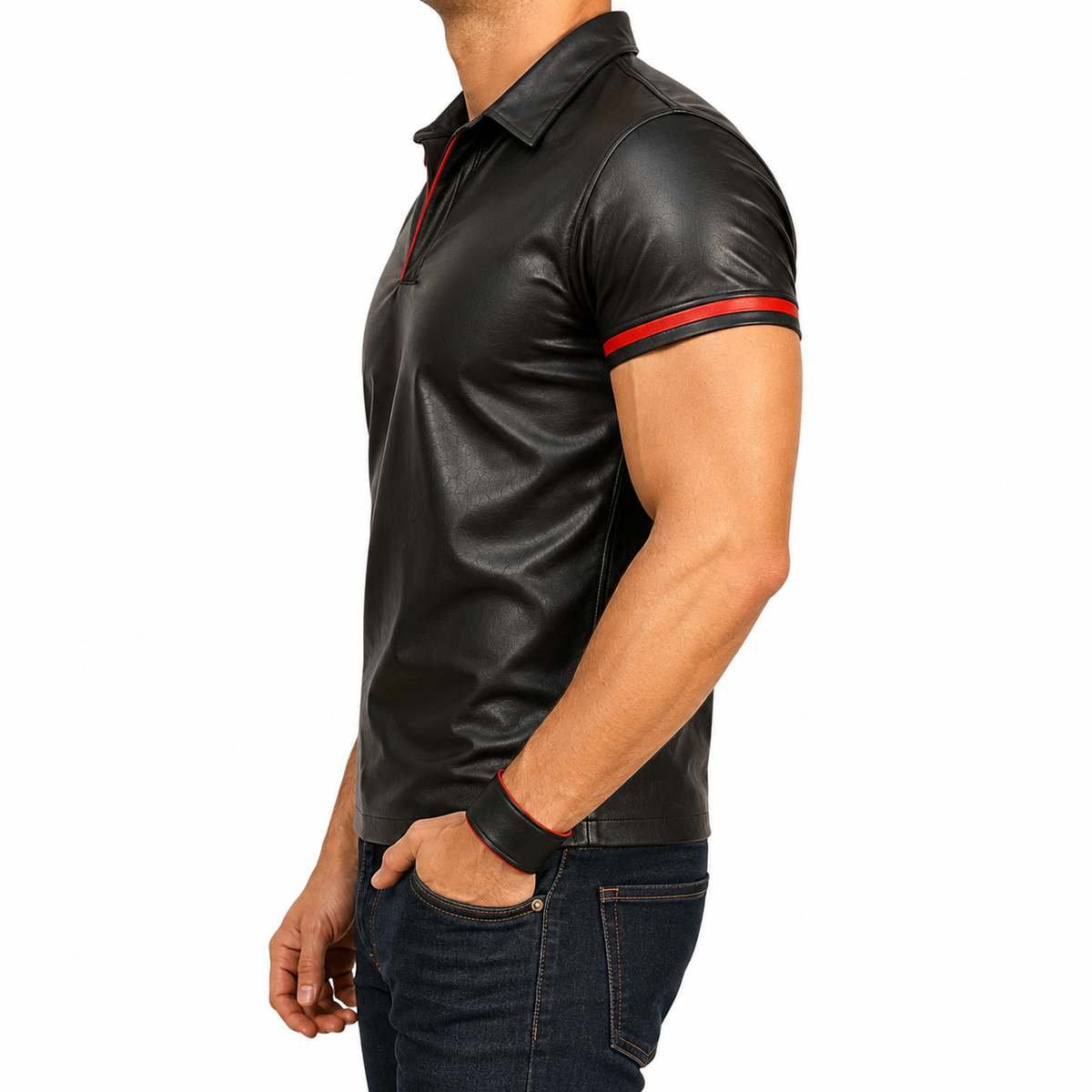 Men’s Real Lambskin Polo – Short-Sleeve Leather Shirt in 3 Color Options