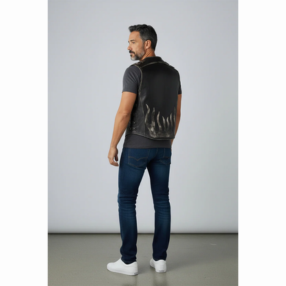 Men's Real Cowhide Distressed Leather Bikers Vest Handmade Vest