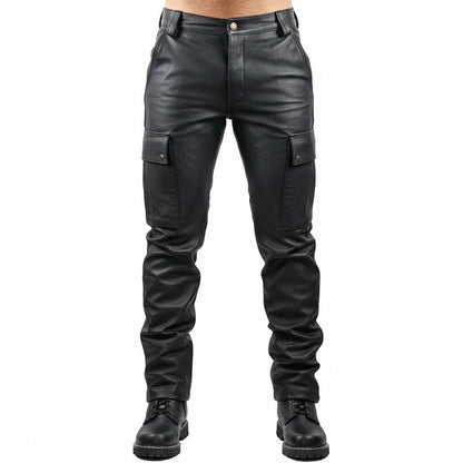 Men’s Genuine Cowhide Leather Biker Cargo Pants