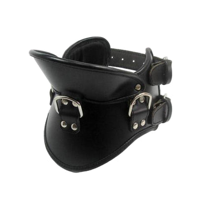 Premium Genuine Leather Padded Posture Collar with Triple D-Rings