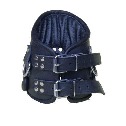 Premium Genuine Leather Padded Posture Collar with Triple D-Rings
