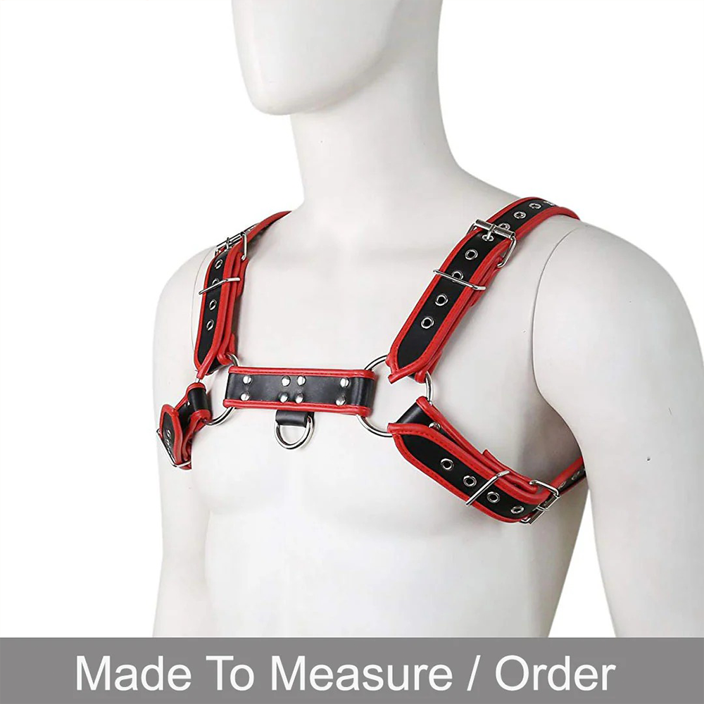Men’s Leather Lingerie Chest Harness – Adjustable PU Straps with O-Rings