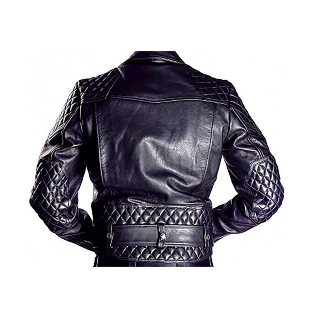 Men’s Quilted Cowhide Leather Biker Jacket & Pants Set – BLUF Outfit