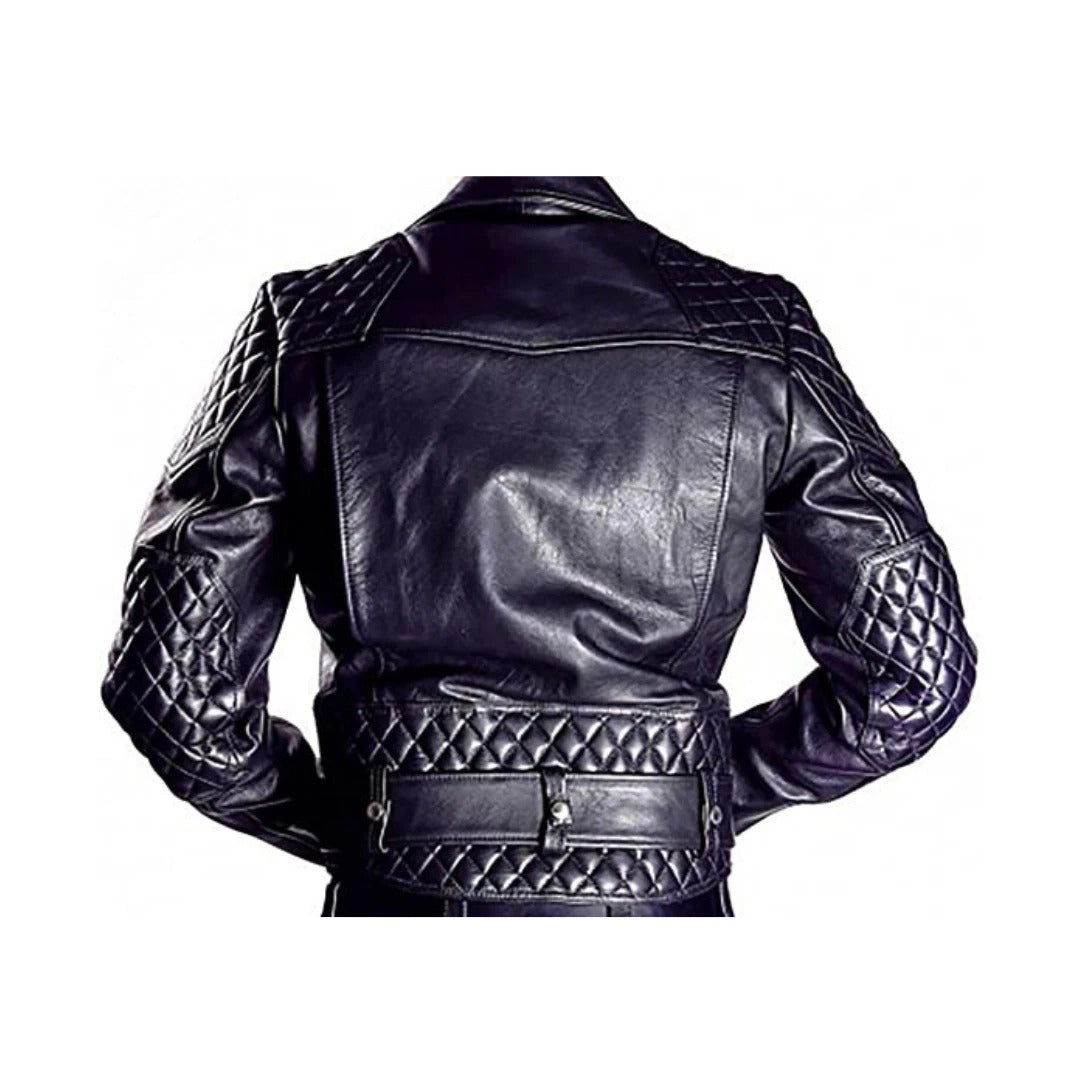 Men’s Quilted Cowhide Leather Biker Jacket & Pants Set – BLUF Outfit
