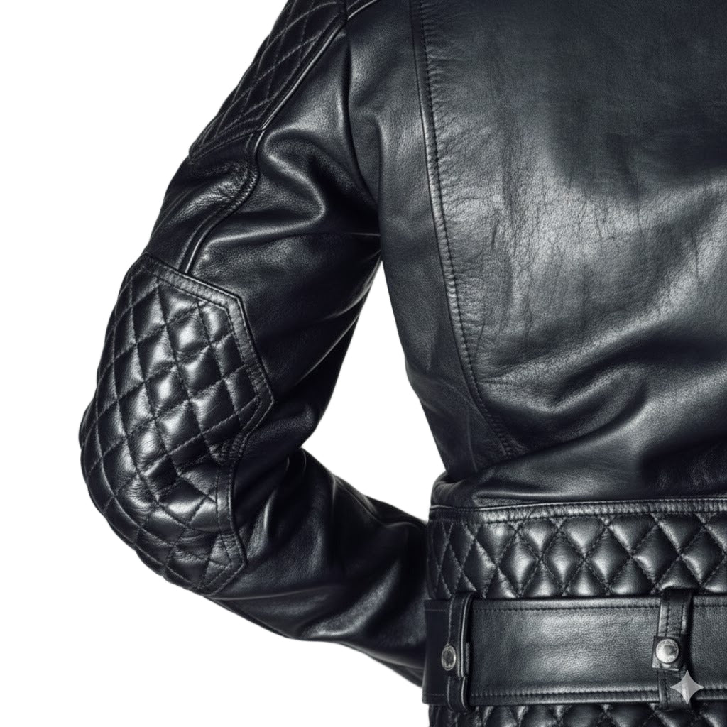 Men’s Quilted Cowhide Leather Biker Jacket & Pants Set – BLUF Outfit