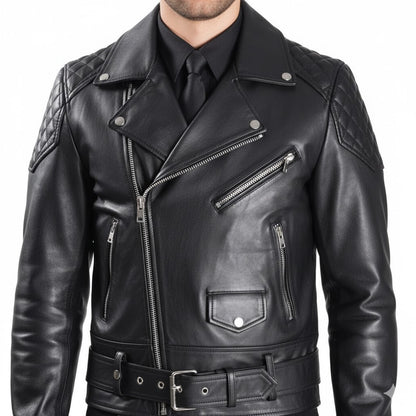 Men’s Quilted Cowhide Leather Biker Jacket & Pants Set – BLUF Outfit