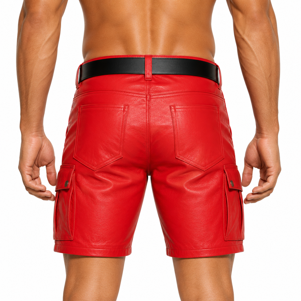 red-leather-cargo-shorts-back-view.jpg