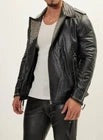 Men’s Silver Studded Cowhide Leather Biker Jacket – Brando Style
