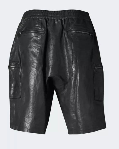 Men's Lamb Leather Shorts with Elastic Waist & Zipped Pockets – 5 Color Options
